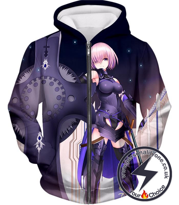 Fate Stay Night Cool Grand Order Demi-Servant Mash Kyrielight Zip Up Hoodie